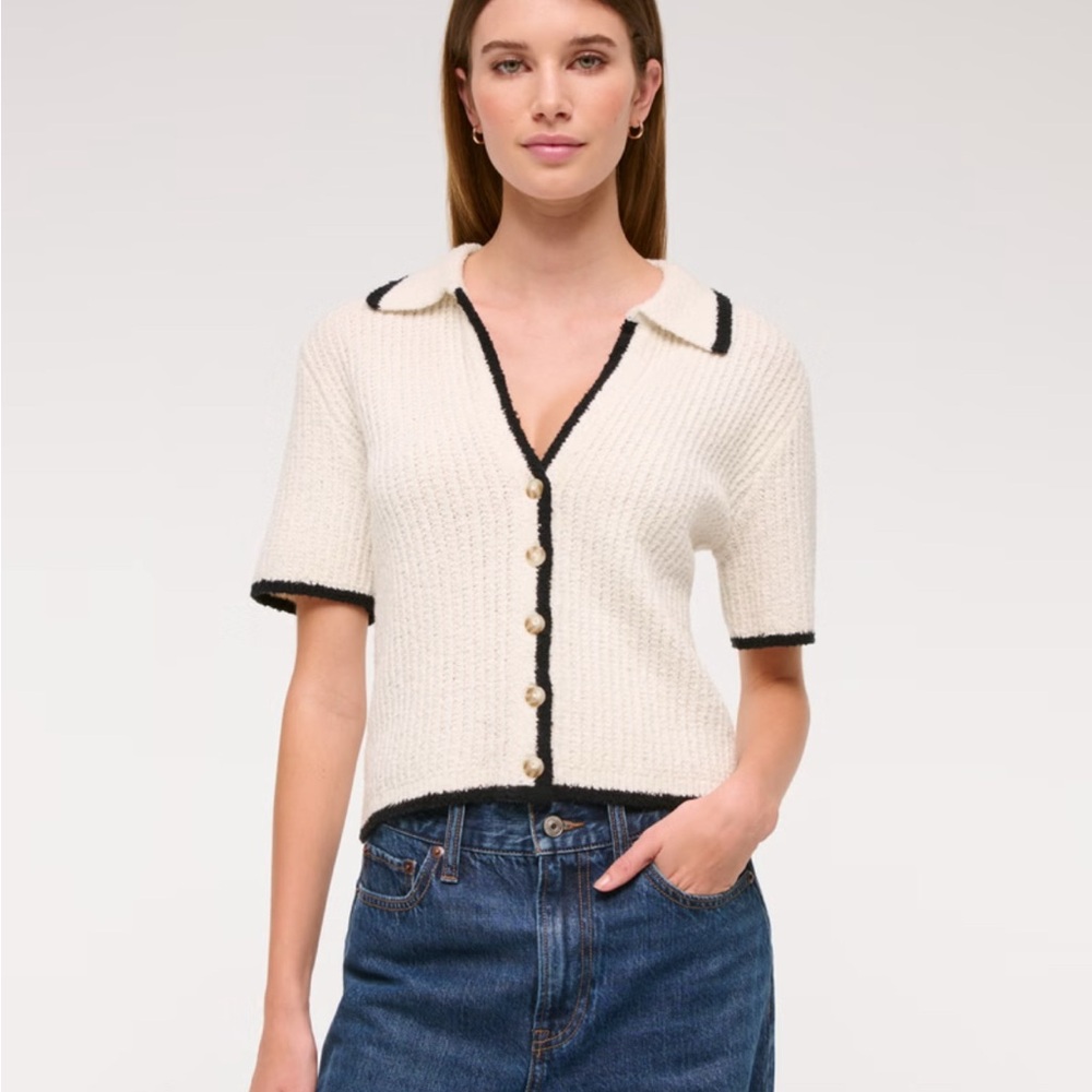 Abercrombie & Fitch Short-Sleeve Crochet Style Polo